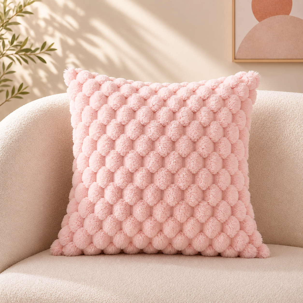 Textured Faux Fur Throw Pillow