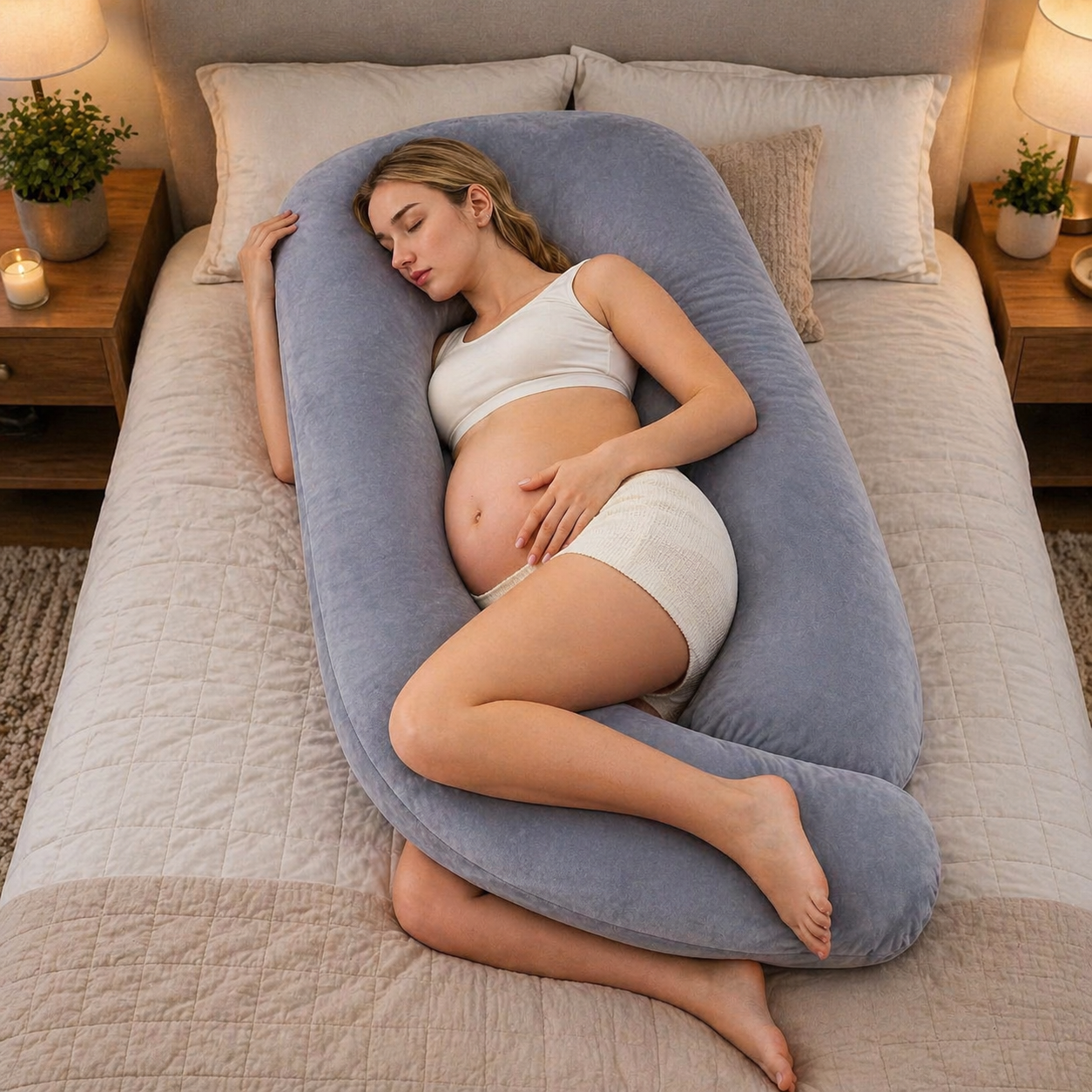 U-Shaped Pregnancy Pillow | Full Body Comfort with Removable Washable Cover