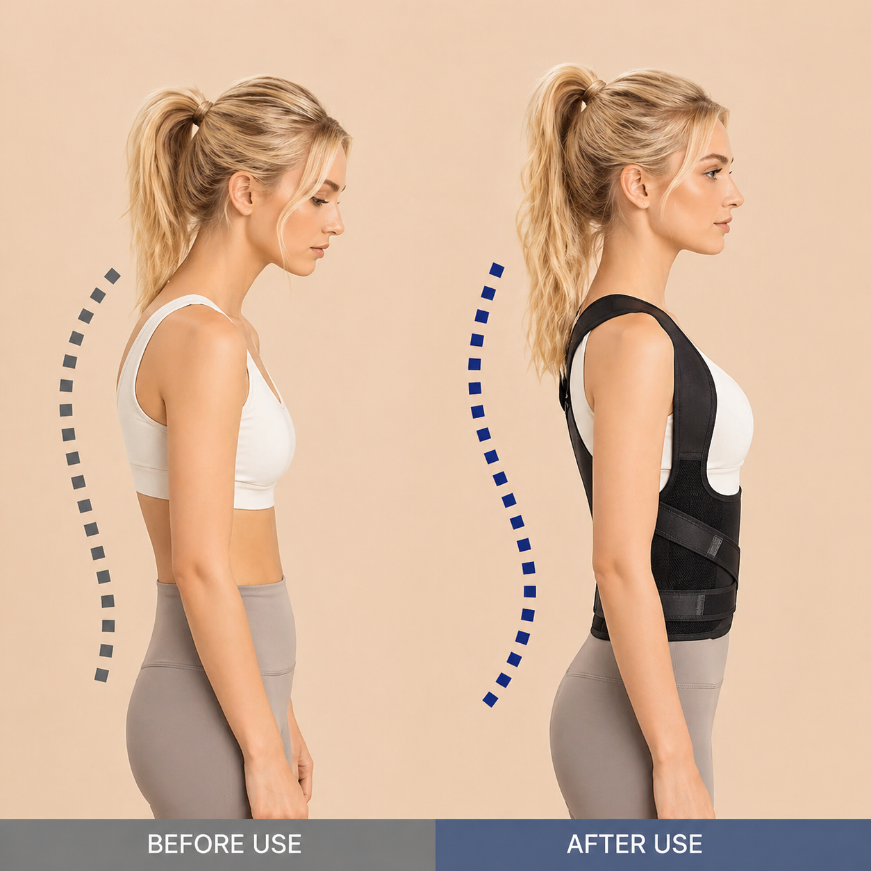 Adjustable Back Support Brace | Ergonomic Design with Breathable Fabric | Pain Relief for Improved Posture