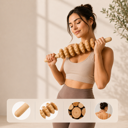 Natural Wood Massage Roller | Ergonomic Design for Everyday Muscle Massage