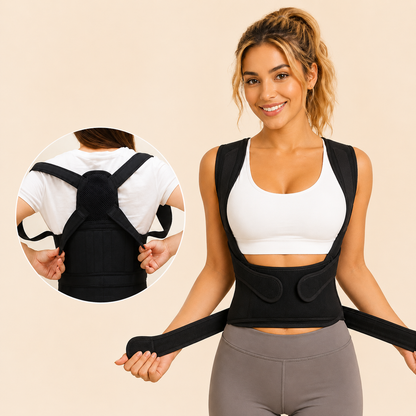 Adjustable Back Support Brace | Ergonomic Design with Breathable Fabric | Pain Relief for Improved Posture