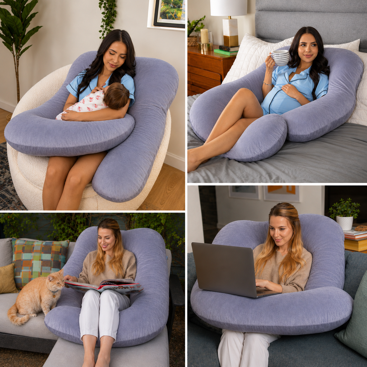 U-Shaped Pregnancy Pillow | Full Body Comfort with Removable Washable Cover