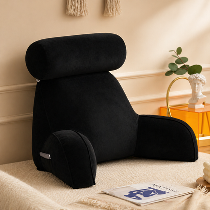 Backrest Pillow with Arms & Adjustable Headrest | Comfortable Support for Bed & Couch Relaxation