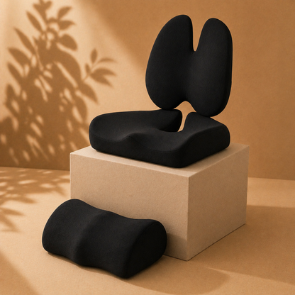 Ergonomic Sitting Comfort Bundle | Seat, Lumbar & Foot Support for Everyday Use