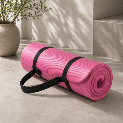 Thick Non-Slip Yoga Mat | Supportive Comfort with Carry Strap